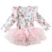 Designer Kidz Bunny Floral L/S Tutu Romper - Soft Pink