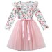 Designer Kidz Bunny Floral L/S Tutu Dress - Soft Pink