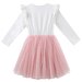 Designer Kidz Bunny Floral L/S Layna Tutu Dress - Soft Pink