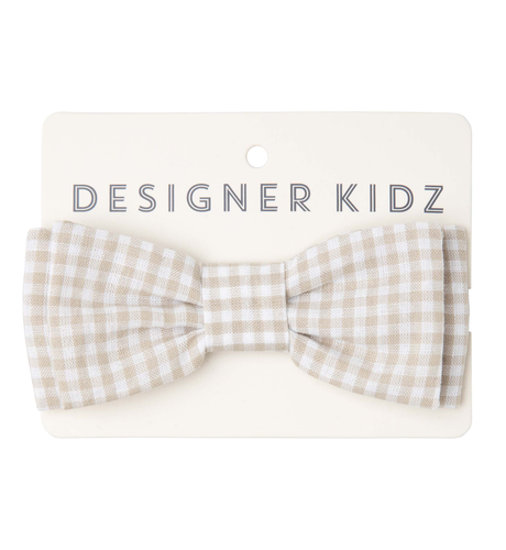 Designer Kidz Oliver Gingham Bow Tie - Oat