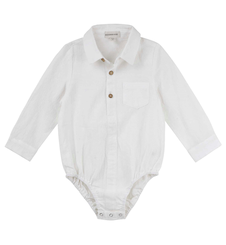 Designer Kidz Archie L/S Button Romper - Ivory