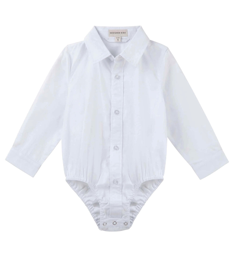 Designer Kidz Jackson L/S Formal Romper - White