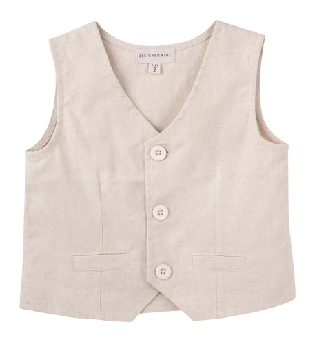 Designer Kidz Toby Linen Vest - Sand