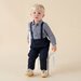 Designer Kidz Finley Linen Suspender Pants - Navy