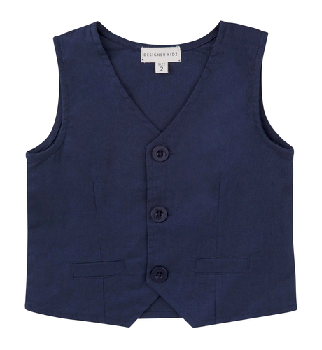 Designer Kidz Toby Linen Vest - Navy