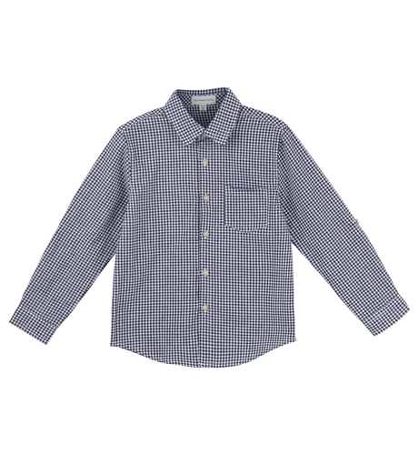 Designer Kidz Oliver L/S Gingham Shirt - Navy