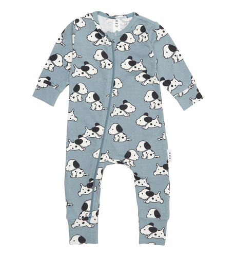 Huxbaby Doggie Zip Romper -Teal