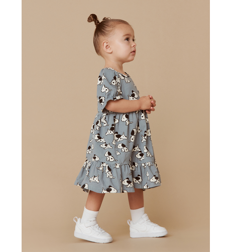 Huxbaby Doggie Tiered Puff Sleeve Dress -Teal