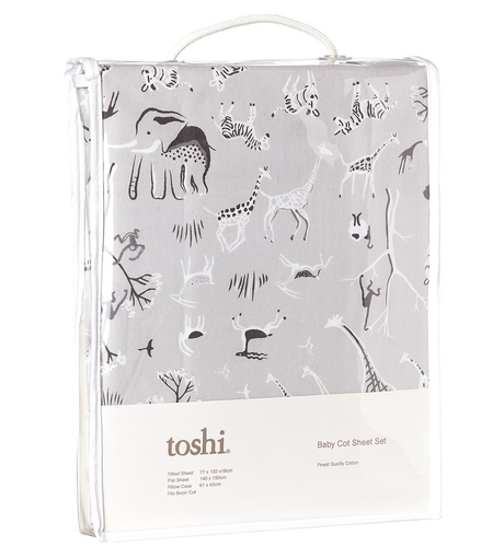 Toshi Cotton Cot Sheet Set - Animale