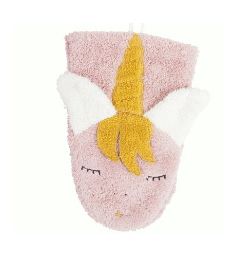Kikadu Pale Pink Unicorn Wash Cloth & Puppet
