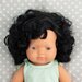 Miniland Doll Caucasian Curly Black Hair Girl - 38cm (Boxed)