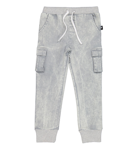 Radicool Dude Cargo Pant In Acid Wash Grey Denim