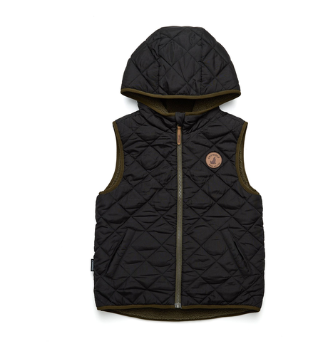 Crywolf Reversible Hooded Yeti Vest - Black/Khaki