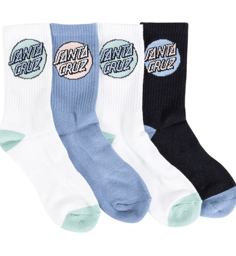 Santa Cruz Pop Dot Socks 4pk (Wmns 6-10) - Black/White/Blue