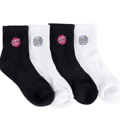 Santa Cruz Other Dot Socks 4pk (Youth 2-8) - Black/White