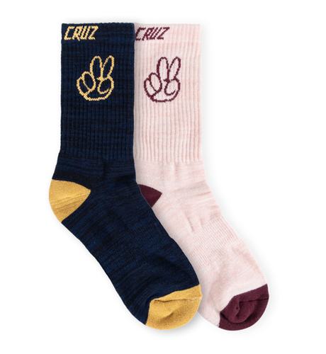 Santa Cruz Homegrown Socks 2pk (Wmns 6-10) - Charcoal-Pink