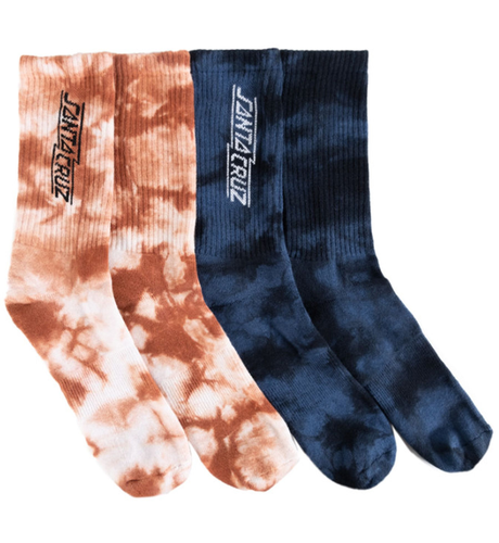 Santa Cruz Original Strip Socks 2pk (Mens 7-11) - Navy Tie Dye