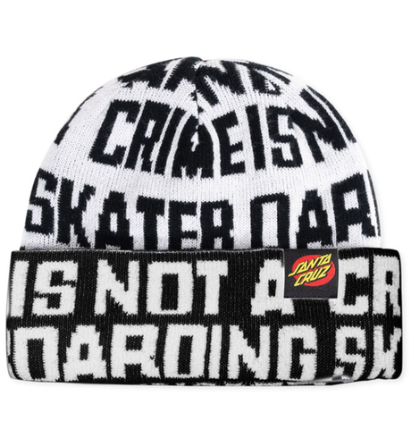 Santa Cruz Not A Crime Beanie - Black-White