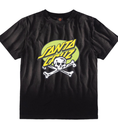 Santa Cruz Oval Dot Skull  Tee - Black