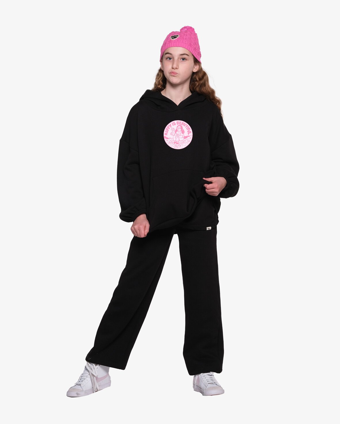 The Girl Club Black Wide Leg Fleece Lounge Pants - CLOTHING-GIRL