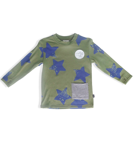 LFOH Lincoln Thumbhole Top - Sage Stars