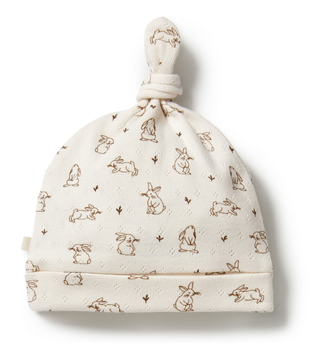 Wilson & Frenchy Organic Pointelle Knot Hat - Bunny Love