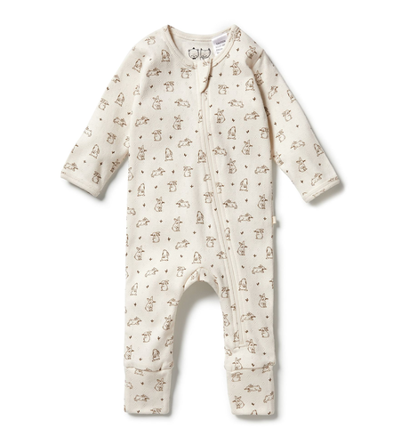 Wilson & Frenchy Organic Pointelle Zipsuit W Feet - Bunny Love