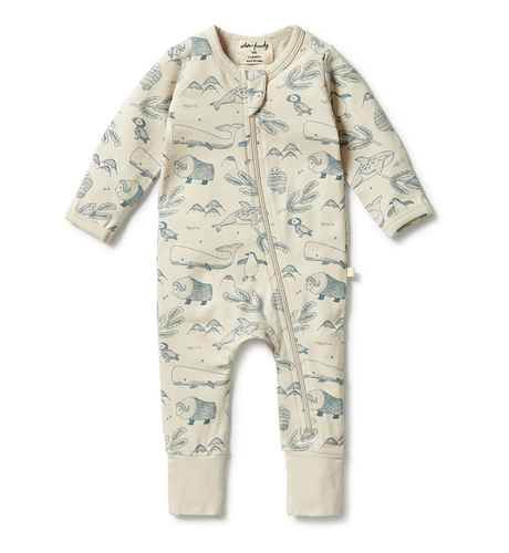 Wilson & Frenchy Organic Zipsuit With Feet - Arctic Blast