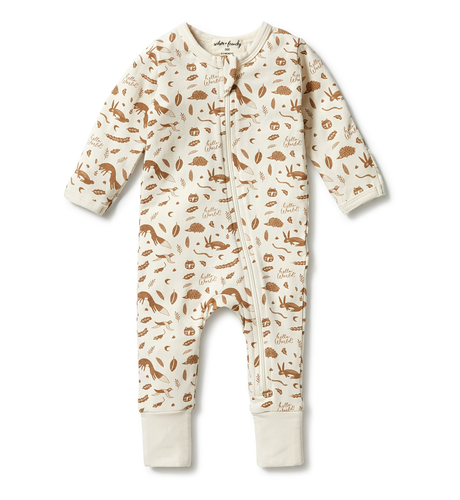 Wilson & Frenchy Organic Zipsuit With Feet - Hello World
