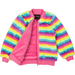 Rock Your Kid Fluorescent Stripe Faux Fur Jacket