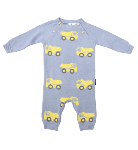 Korango Truck Knit Romper - Dusty Blue