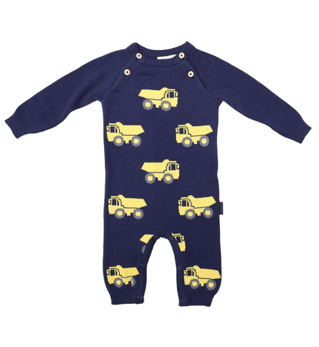Korango Truck Knit Romper - Navy