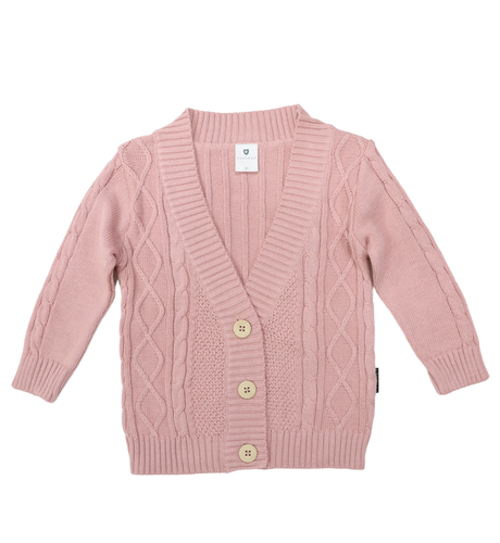 Korango Long Textured Knit Cardigan - Dusty Pink