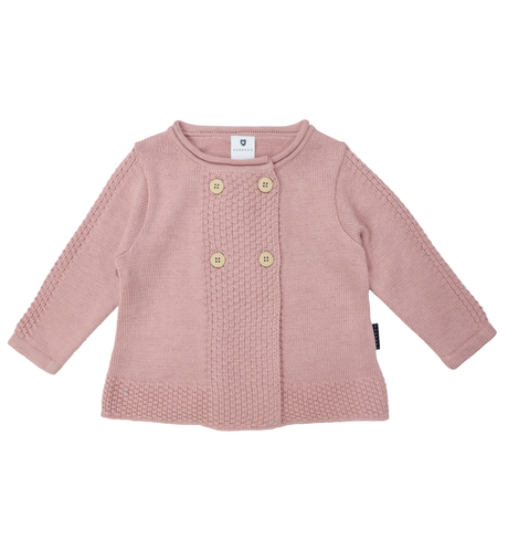 Korango Double Breasted Textured Knit Jacket - Dusty Pink