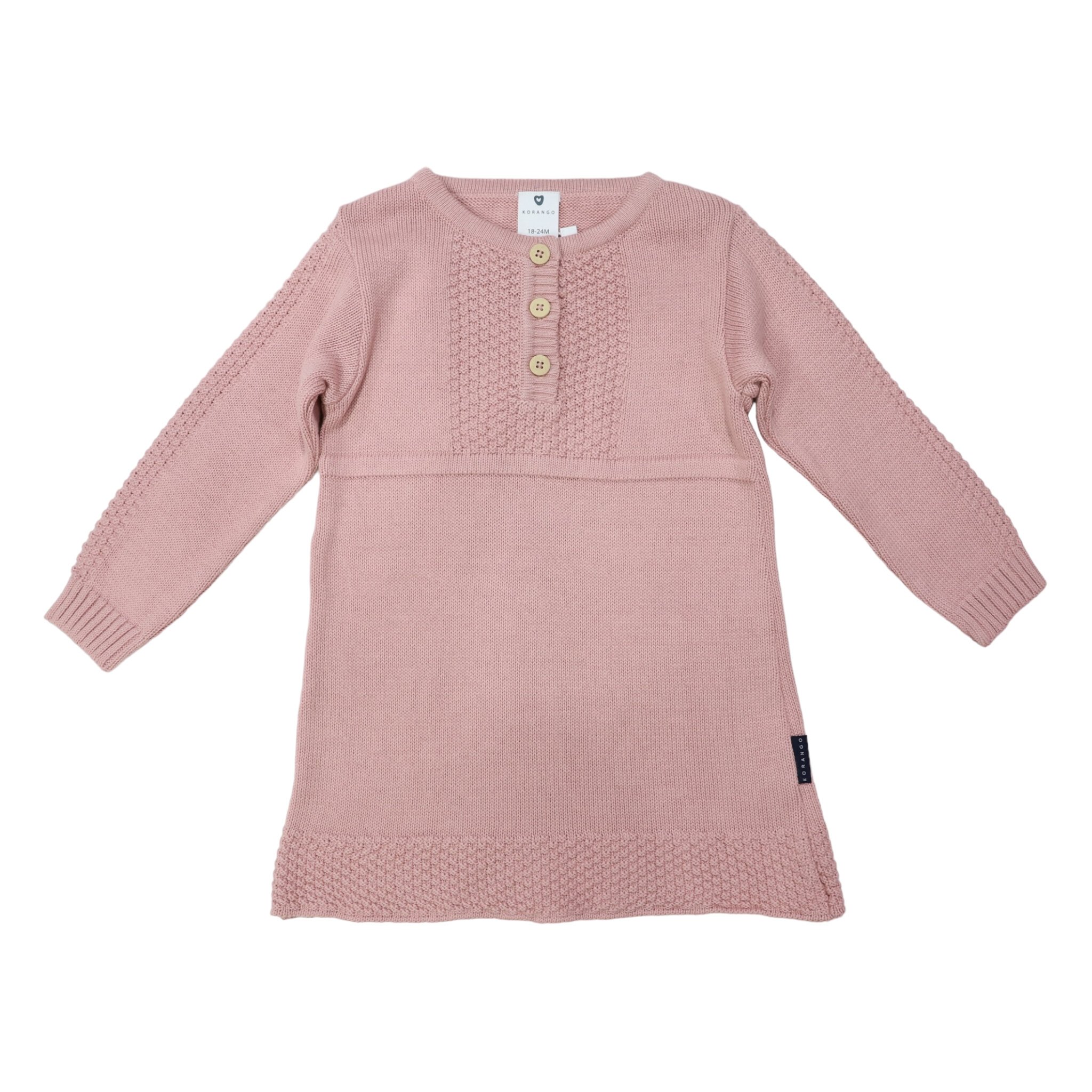 Korango Textured Knit Dress Dusty Pink CLOTHINGBABYBaby Dresses