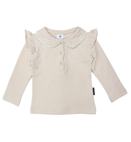 Korango Collared Frill Top - Tapioca