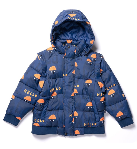 Minti Hello Yeti Puffa Jacket - Navy