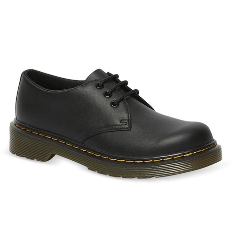 Dr Martens Junior 1461 Lace Shoe - Black/Yellow Stitch