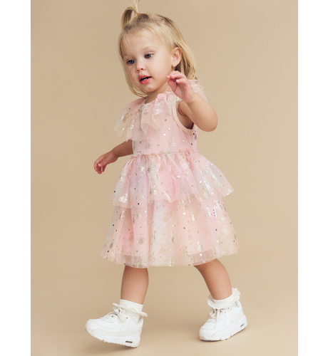 Huxbaby Cloud Bear Tiered Party Dress