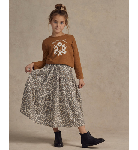 Rylee + Cru Tiered Midi Skirt - Blue Ditsy