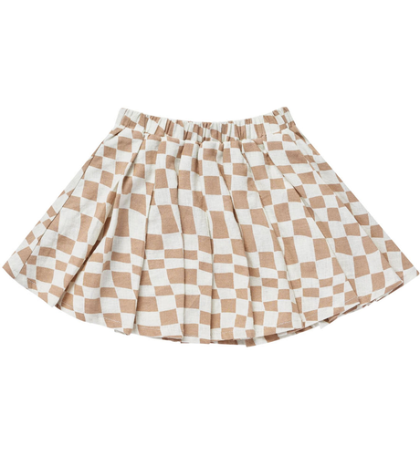 Rylee + Cru Pleated Skirt - Sand Check