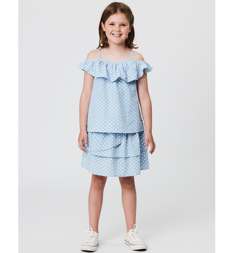Kissed By Radicool Hearts Chambray Ruffle Top