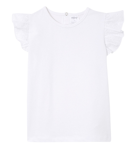 Milky White Broderie Frill Tee