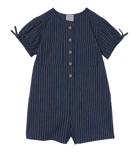 Milky Navy Stripe Linen Playsuit