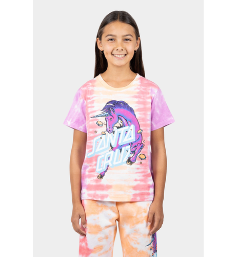 Santa Cruz Unicorn Stack Strip Front T-Shirt - Pale Pink Tie Dye