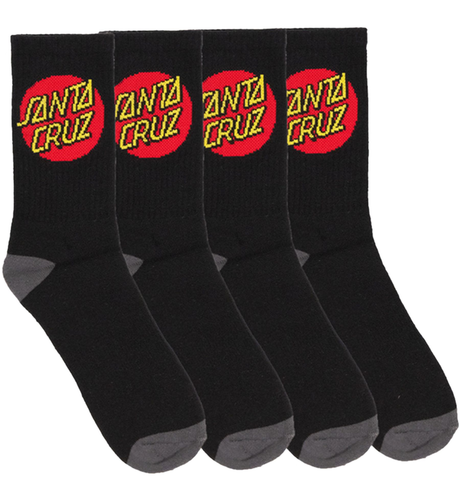 Santa Cruz Classic Dot Crew Socks 4pk (Youth 2-8) - Black