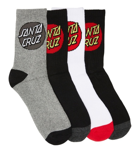 Santa Cruz Classic Dot Crew Socks 4pk (Youth 2-8) - Multi