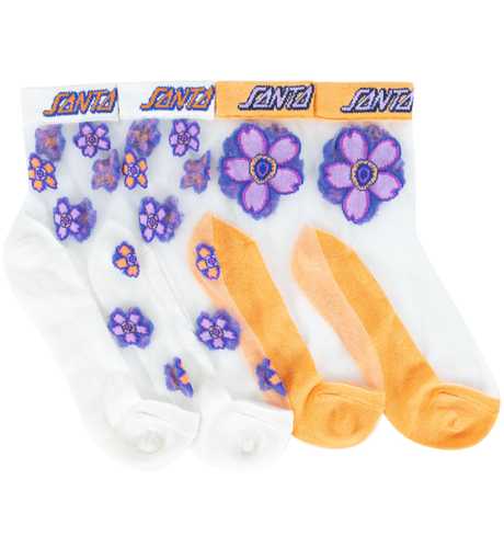 Santa Cruz Classic Strip Bloom Mid Socks 2pk (Youth 2-8) - Multi