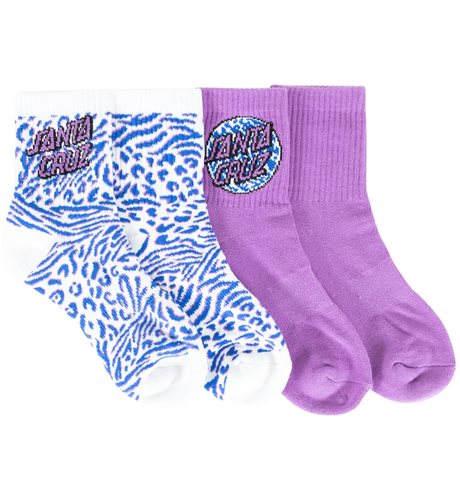 Santa Cruz Zebra Marle Dot Mid Socks 2pk (Youth 2-8) - Multi