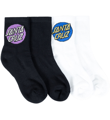 Santa Cruz Other Dot Mid-Socks 4pk (Youth 2-8) - Black/White